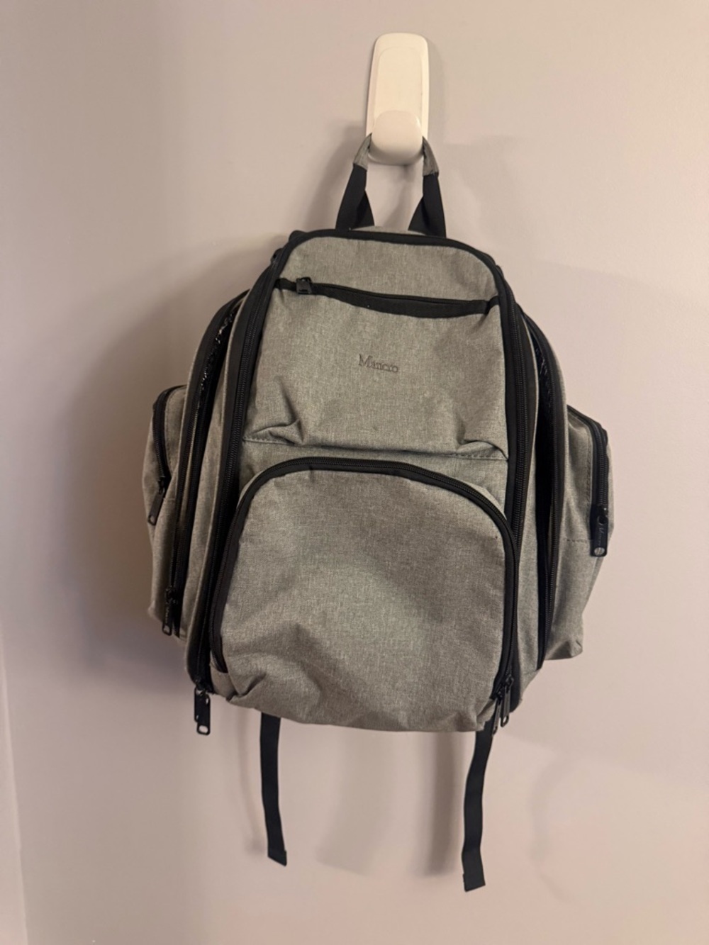 Mancro Diaper Bag Backpack Gray Multi Pocket Insulated Bottle Cooler Travel  Bag